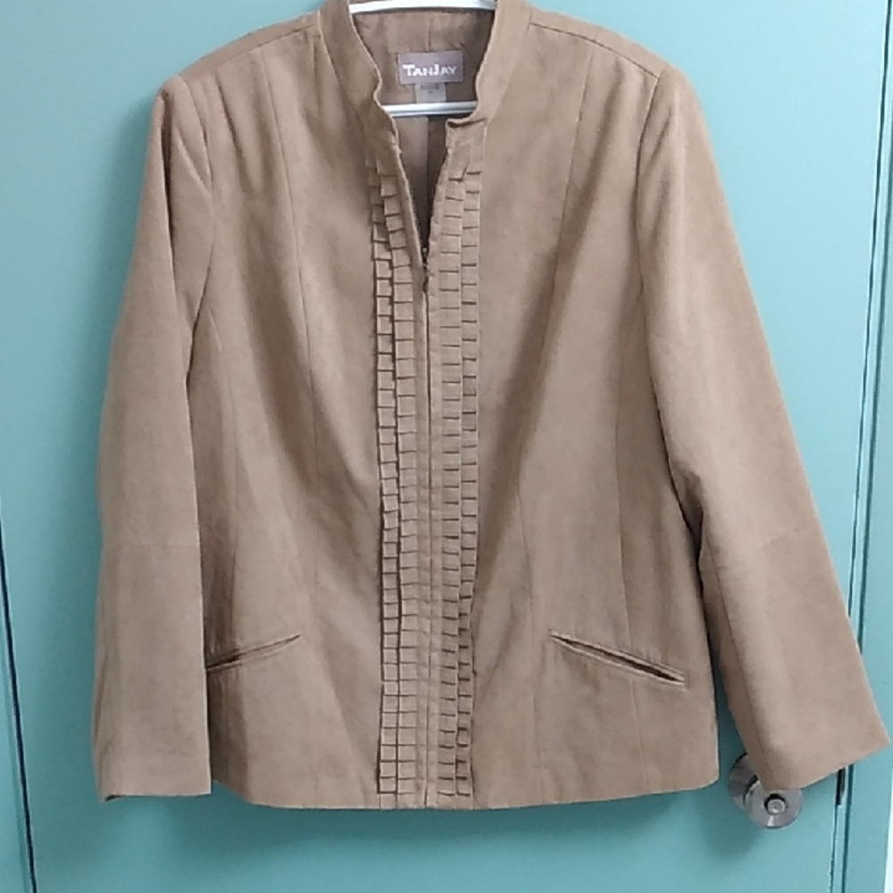 TanJay Women's Beige/ Camel Colour Blazer with Pleated Trim